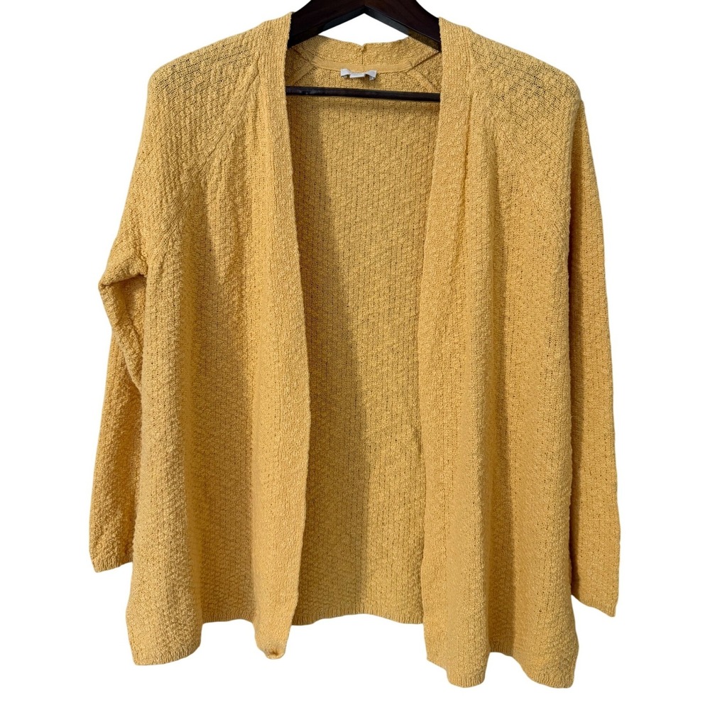 J.Jill Peach Textured Knit Open Front Long Sleeve Cardigan Sweater Womens M